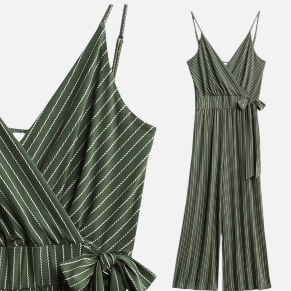 Green Striped Jumpsuit